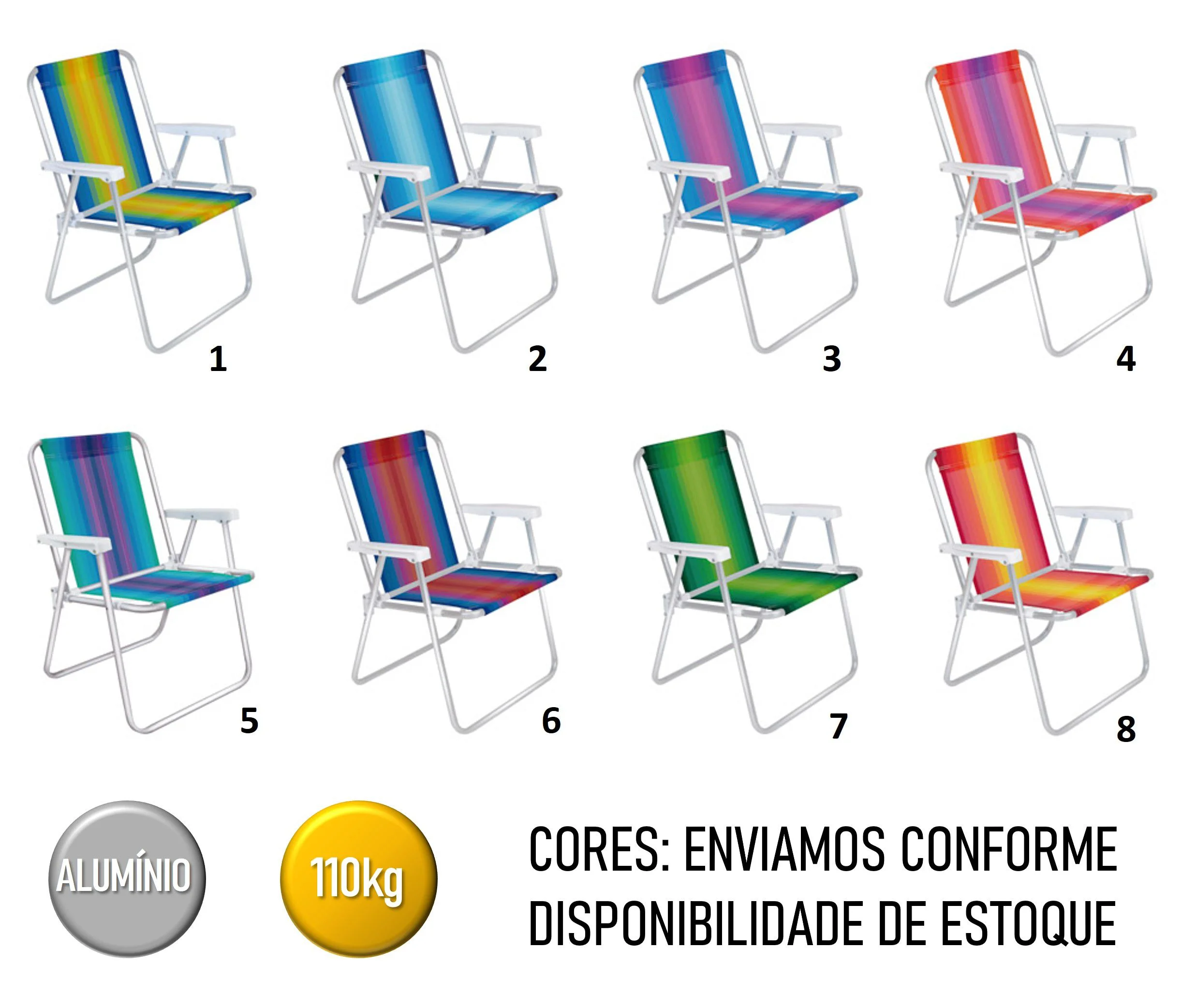 Kit Praia Guarda Sol 2m Carrinho Com Avanço Cadeira Alta Listrada De Alumínio - Mor - Laranja - Imagem 2