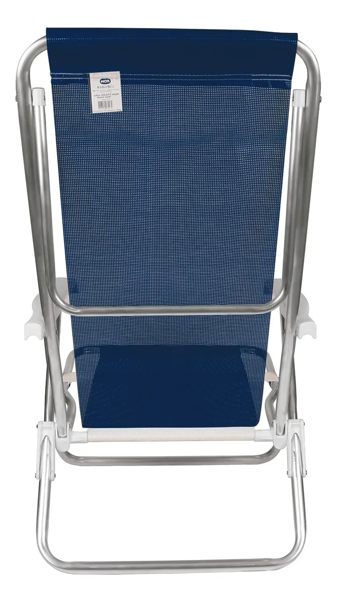 Kit 2 Cadeira Praia Alumínio Reforçada 8 Posições Reclinável Cor Azul-marinho - Imagem 4