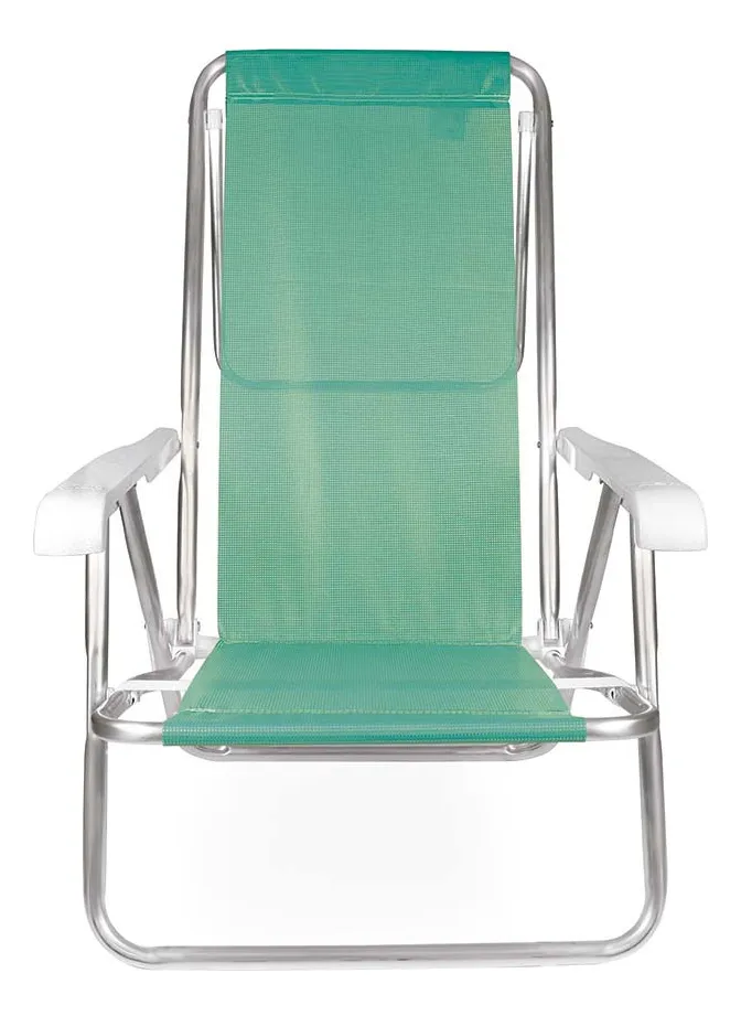 Kit 2 Cadeira Praia Alumínio Reforçada 8 Posições Reclinável Cor Verde - Imagem 2