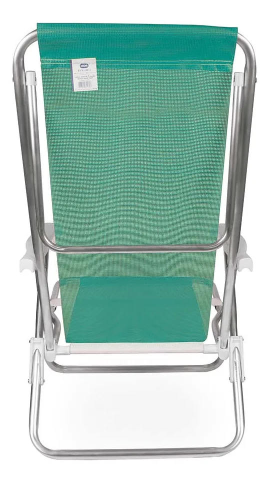 Kit 2 Cadeira Praia Alumínio Reforçada 8 Posições Reclinável Cor Verde - Imagem 4