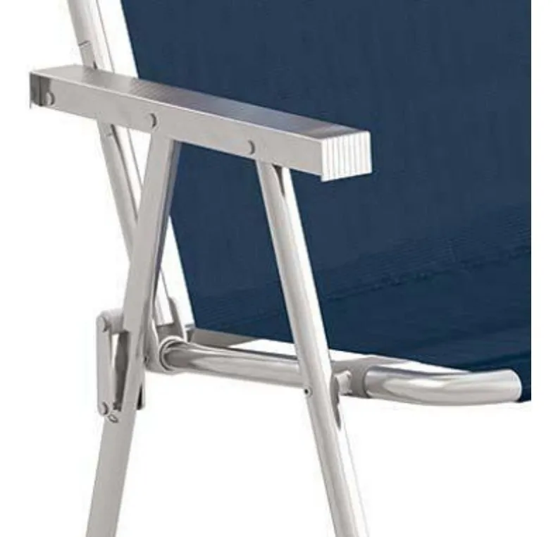 Kit 3 Cadeiras De Praia Piscina Conforto Azul Mor 120 Kg - Imagem 3