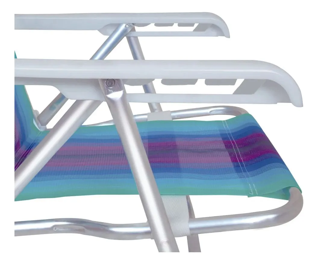 Kit 4 Cadeiras De Praia Em Alumínio Reclinável 4 Posições - Imagem 5