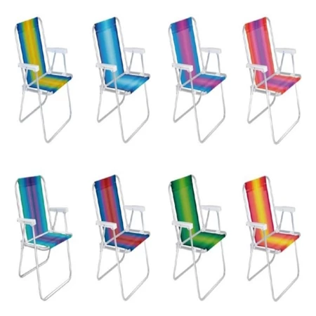 Kit 4 Cadeiras De Praia Alta Alumínio Reforçado Mor Sortida 110kg - Imagem 4