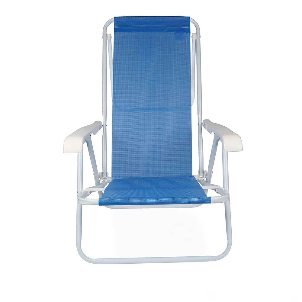 Cadeira Reclinável Aço 8 Posições Azul - Loja Mor - Artigos para sua casa! - Imagem 2